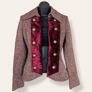 Guess Red Tweed Military-Style Jacket